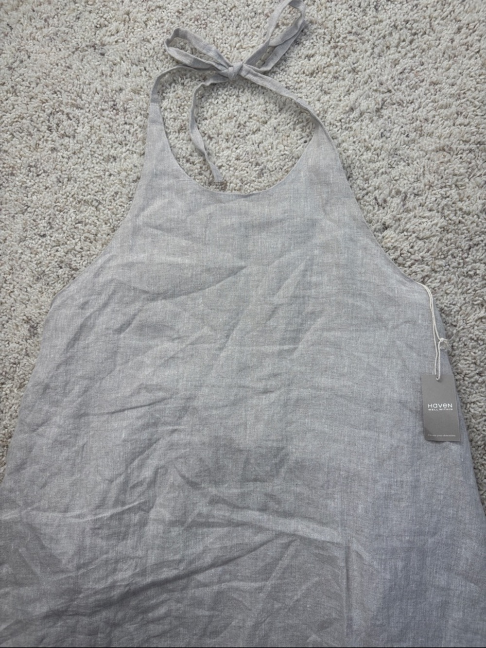 NWT Haven Well Within 100% Linen Halter Midi Dress Medium Tan - Picture 7 of 11